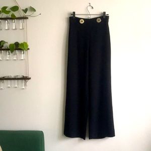 Zara Ultra High Rise Modern Black Flowy Pants Size XS